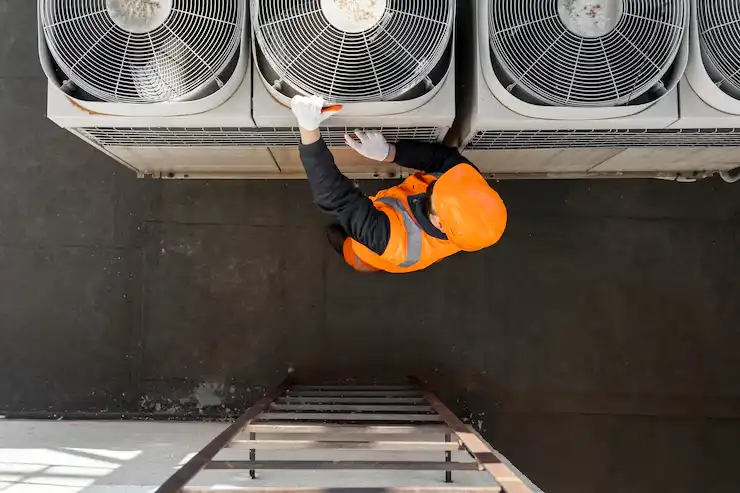 working with equipment